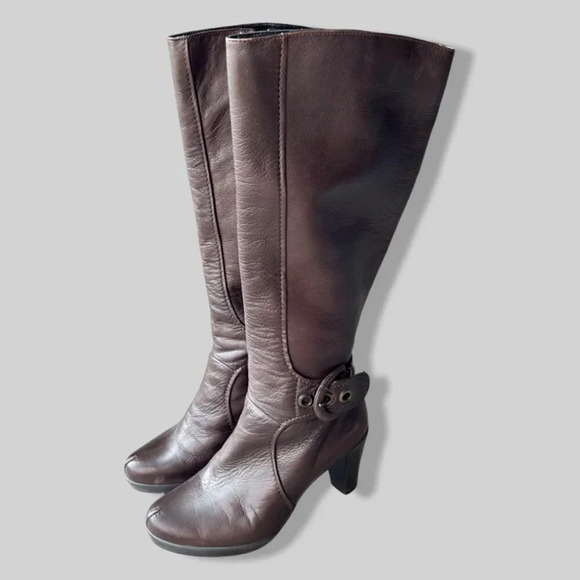 Clarks Shoes - Clarks  Brown Leather Heeled Tall Boots
